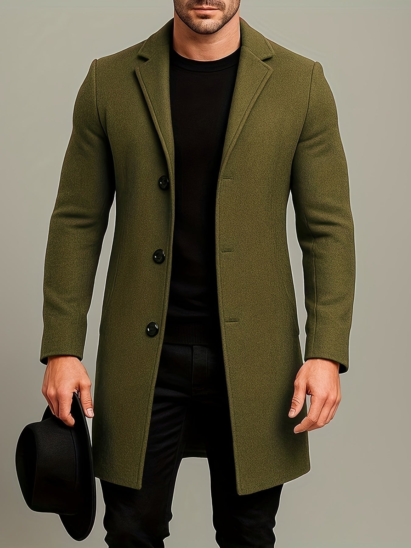Adrian | Mantel Herren Tweed Mittellang Einreihig Reverskragen
