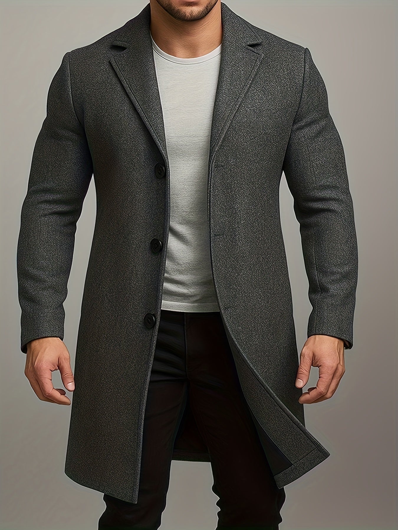 Adrian | Mantel Herren Tweed Mittellang Einreihig Reverskragen