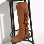 Alina | Cowboy Stiefel Damen Wildleder Fransen Hoher Schaft