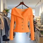 Alina | Strickjacke Damen Rippstrick Knöpfe Weiter Kragen