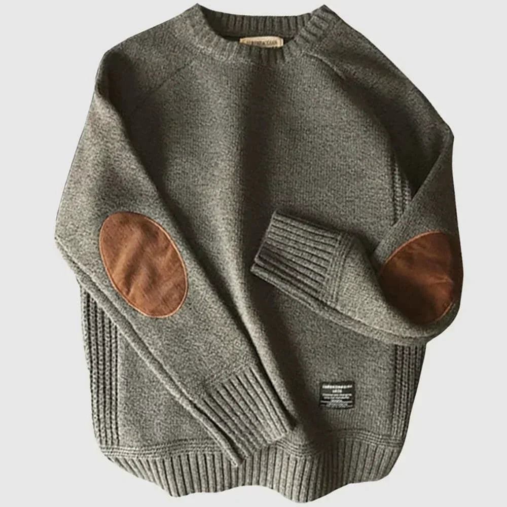 Amelie | Pullover aus Wolle Damen Rundhals mit Ellenbogenpatches
