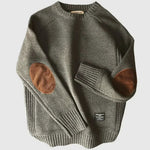 Amelie | Pullover aus Wolle Damen Rundhals mit Ellenbogenpatches