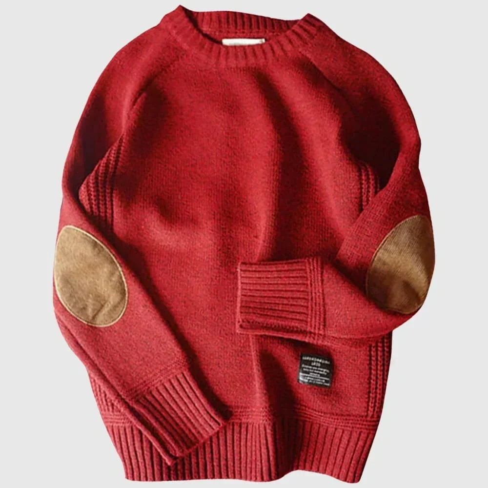 Amelie | Pullover aus Wolle Damen Rundhals mit Ellenbogenpatches