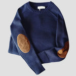 Amelie | Pullover aus Wolle Damen Rundhals mit Ellenbogenpatches