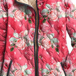 Amelie | Steppjacke Damen Blumenmuster Stehkragen Druckknöpfe