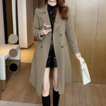 Amelie | Trenchcoat Damen Lang Zweireihig Klassischer Kragen