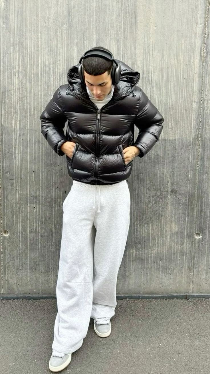 Andri | Daunenjacke Herren Glänzend mit Kapuze Oversized