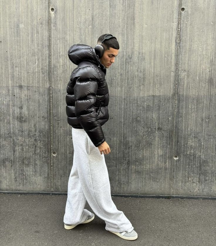 Andri | Daunenjacke Herren Glänzend mit Kapuze Oversized