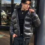Andri | Daunenjacke Herren Glänzend mit Kapuze Oversized