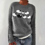 Antonia | Pullover Damen Strick Rundhals mit Schaf-Motiv