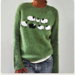 Antonia | Pullover Damen Strick Rundhals mit Schaf-Motiv