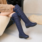 Ariane | Gesteppte Overknee Stiefel Damen mit Schleife Keilabsatz