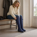 Ariane | Gesteppte Overknee Stiefel Damen mit Schleife Keilabsatz