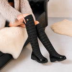 Ariane | Gesteppte Overknee Stiefel Damen mit Schleife Keilabsatz
