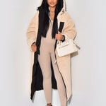 Ariane | Lange Daunenjacke mit Kapuze Damen Teddy-Futter