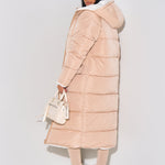 Ariane | Lange Daunenjacke mit Kapuze Damen Teddy-Futter