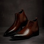 Armin | Chelsea Boots Leder Stiefel Herren Kroko-Prägung Spitze