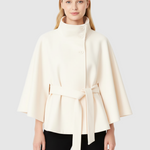 Beatrice | Cape Mantel Damen Wollmischung Stehkragen Gürtel