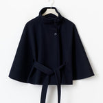 Beatrice | Cape Mantel Damen Wollmischung Stehkragen Gürtel
