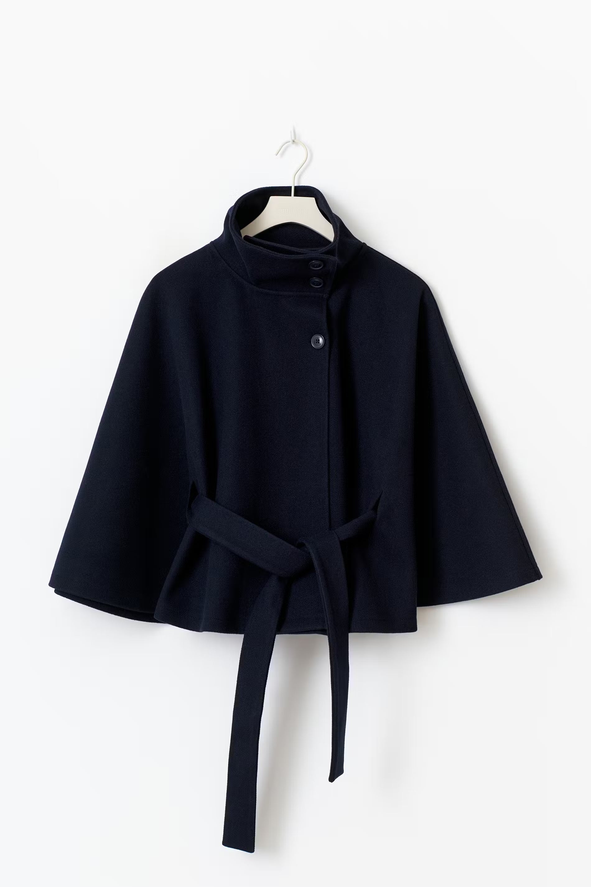 Beatrice | Cape Mantel Damen Wollmischung Stehkragen Gürtel