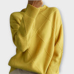 Beatrice | Oversize Strickpullover mit Stehkragen Damen Rautenmuster
