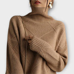 Beatrice | Oversize Strickpullover mit Stehkragen Damen Rautenmuster