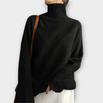 Beatrice | Oversize Strickpullover mit Stehkragen Damen Rautenmuster