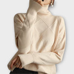 Beatrice | Oversize Strickpullover mit Stehkragen Damen Rautenmuster