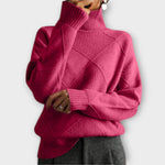 Beatrice | Oversize Strickpullover mit Stehkragen Damen Rautenmuster