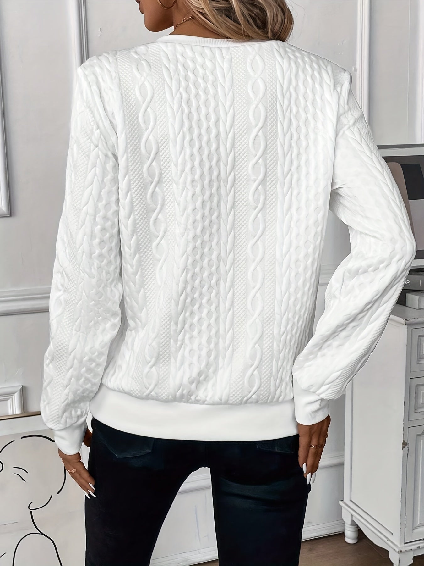 Beatrice | Pullover Damen Sweatshirt Zopfmuster Rundhals Langarm