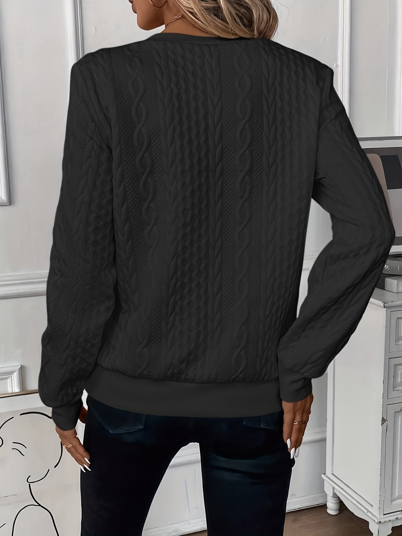 Beatrice | Pullover Damen Sweatshirt Zopfmuster Rundhals Langarm