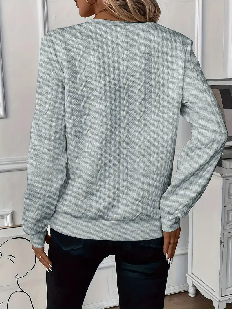 Beatrice | Pullover Damen Sweatshirt Zopfmuster Rundhals Langarm