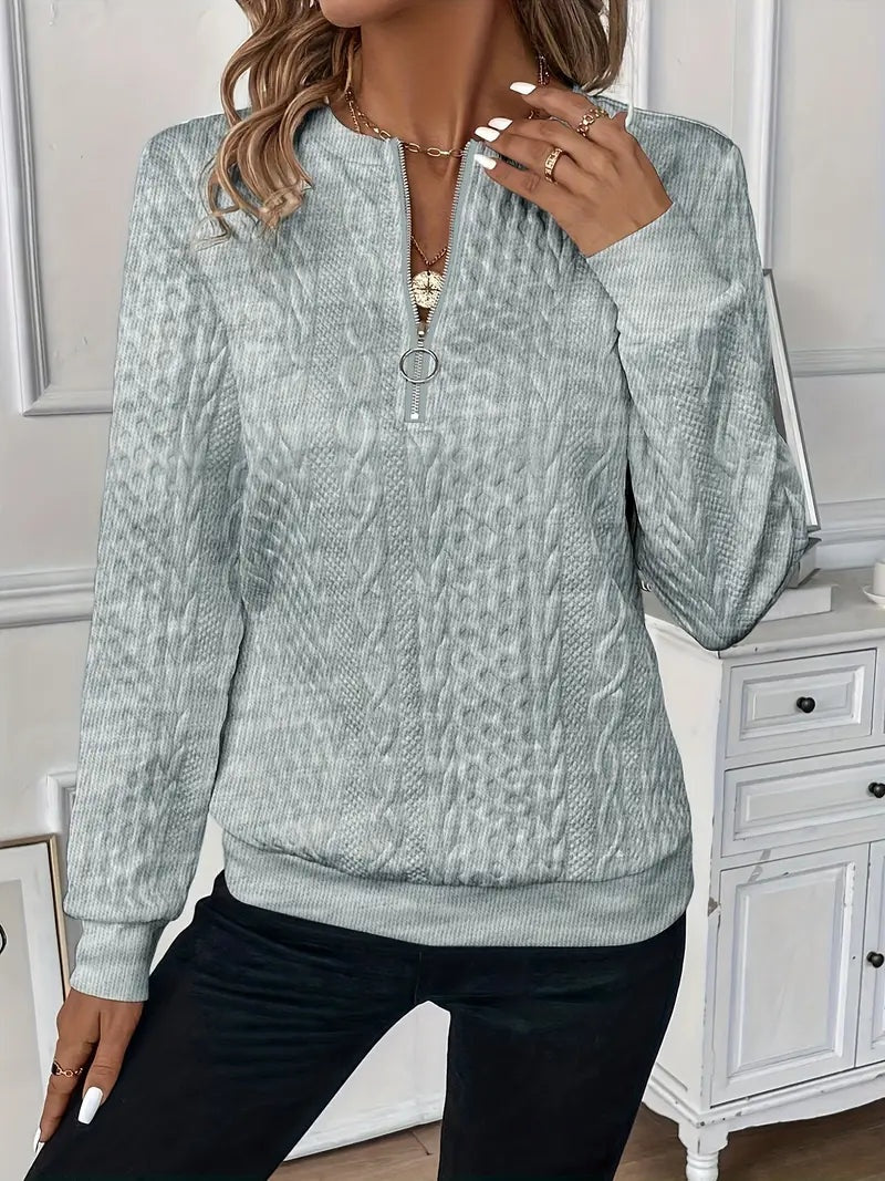 Beatrice | Pullover Damen Sweatshirt Zopfmuster Rundhals Langarm