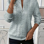 Beatrice | Pullover Damen Sweatshirt Zopfmuster Rundhals Langarm