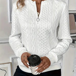 Beatrice | Pullover Damen Sweatshirt Zopfmuster Rundhals Langarm