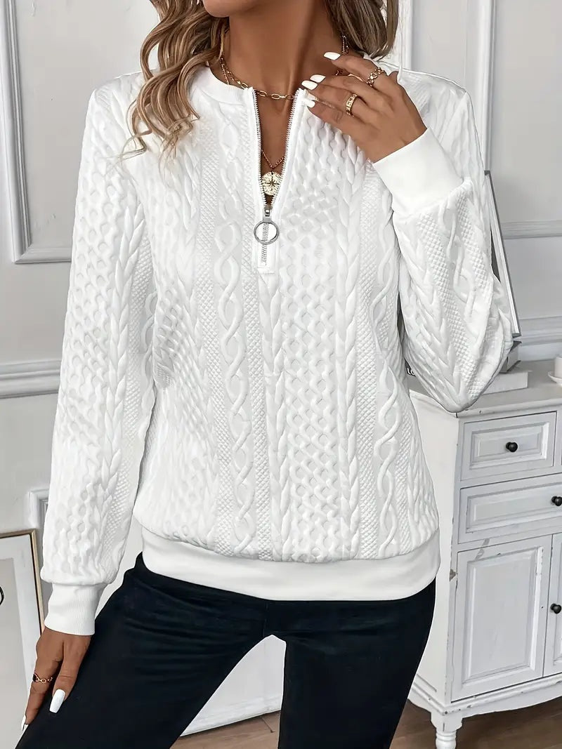 Beatrice | Pullover Damen Sweatshirt Zopfmuster Rundhals Langarm