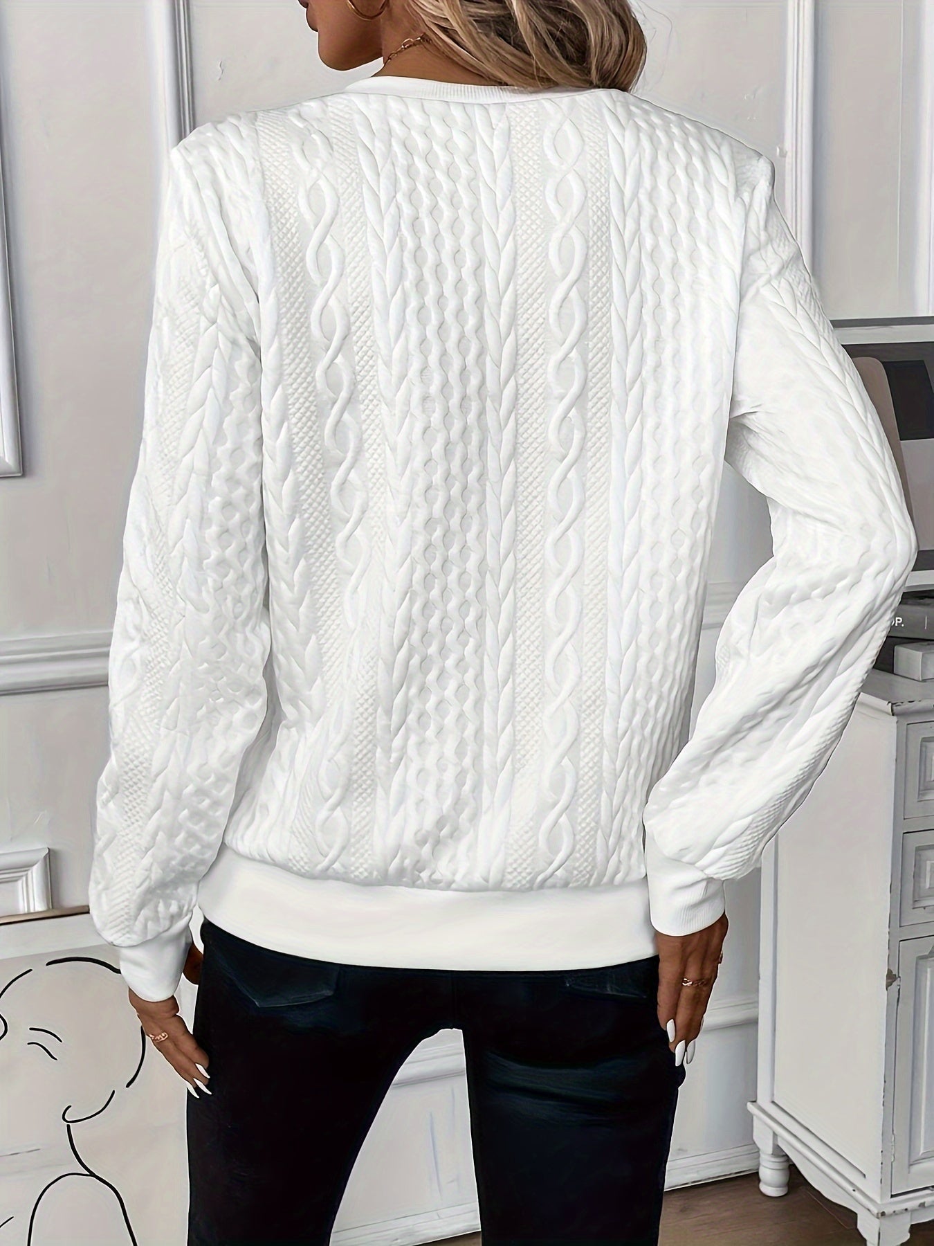 Beatrice | Pullover Damen Sweatshirt Zopfmuster Rundhals Langarm