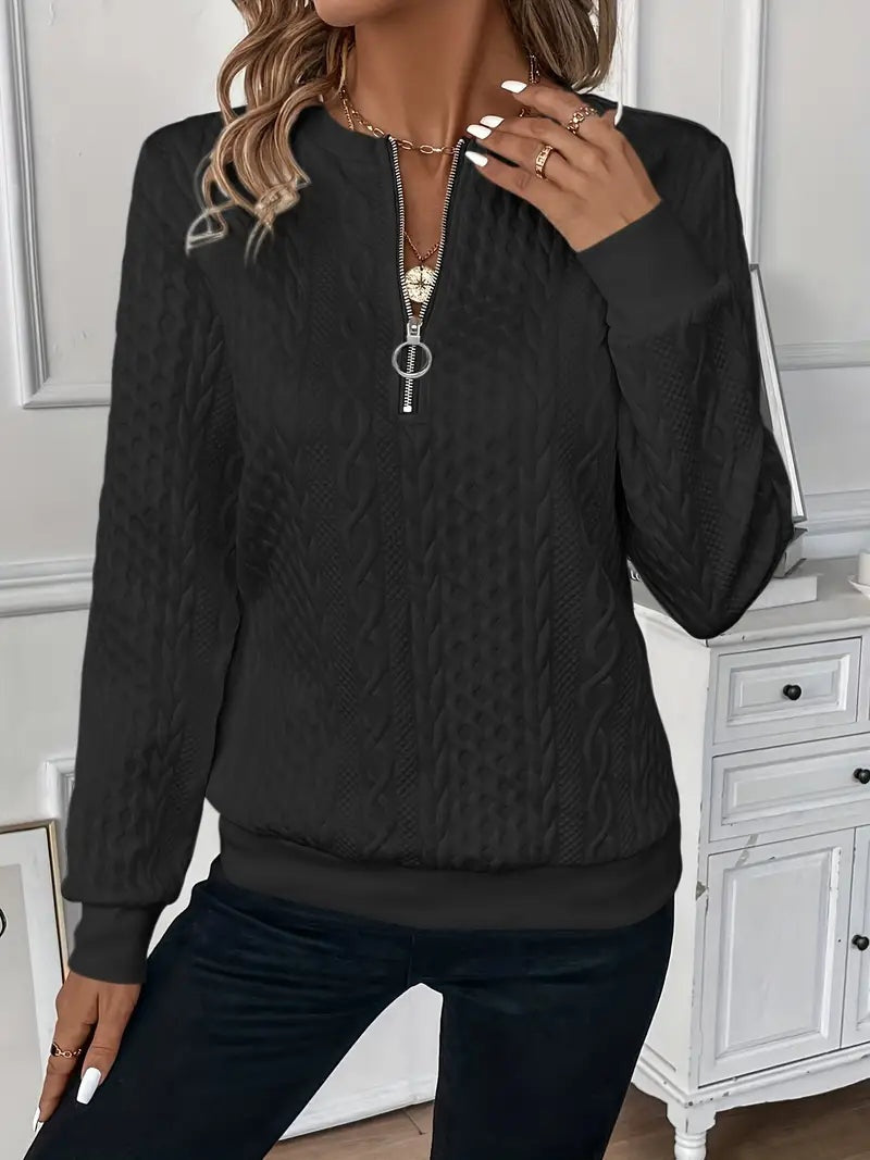 Beatrice | Pullover Damen Sweatshirt Zopfmuster Rundhals Langarm