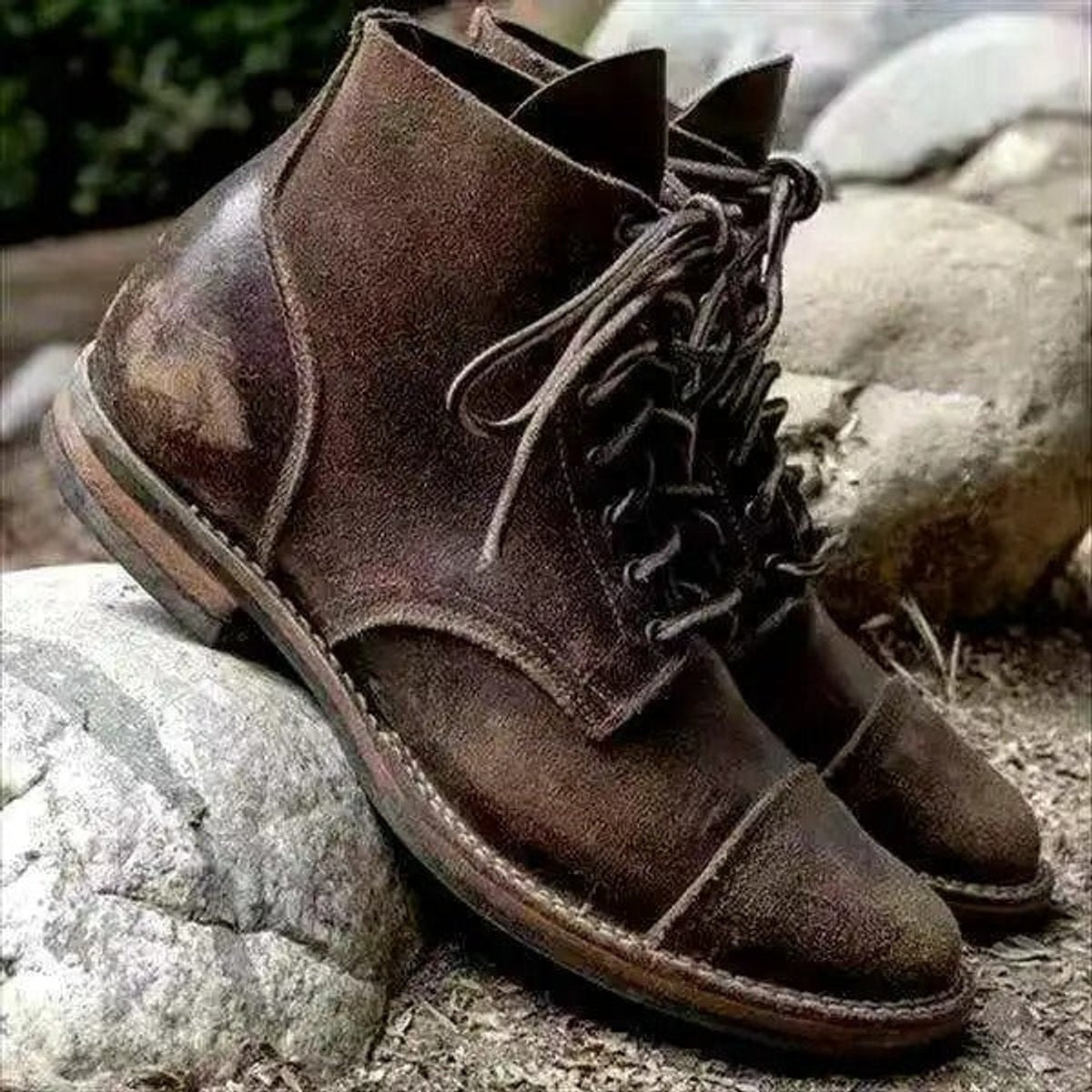 Benedikt | Leder Schnürstiefel Herren Cap-Toe Gummisohle
