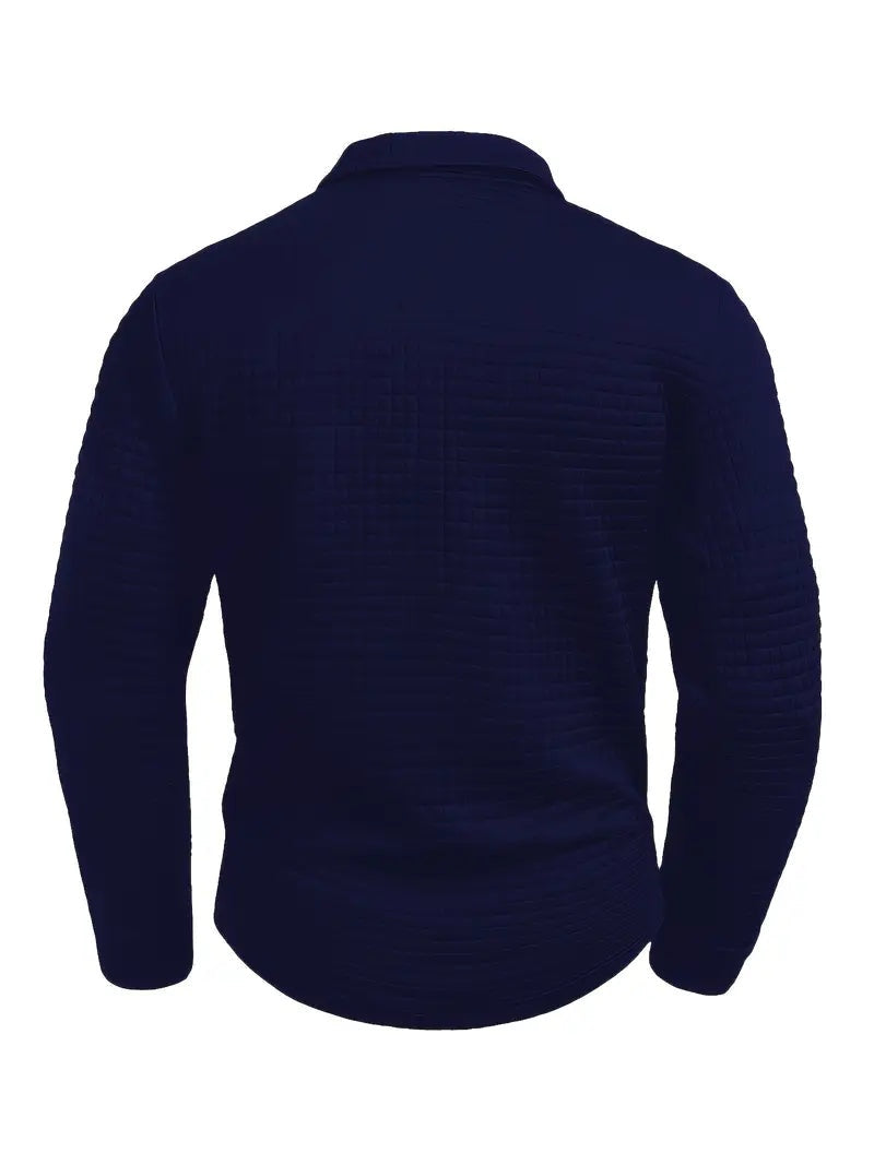 Benjamin | Sweatshirt mit Polokragen Pullover Herren Waffelmuster Armtasche