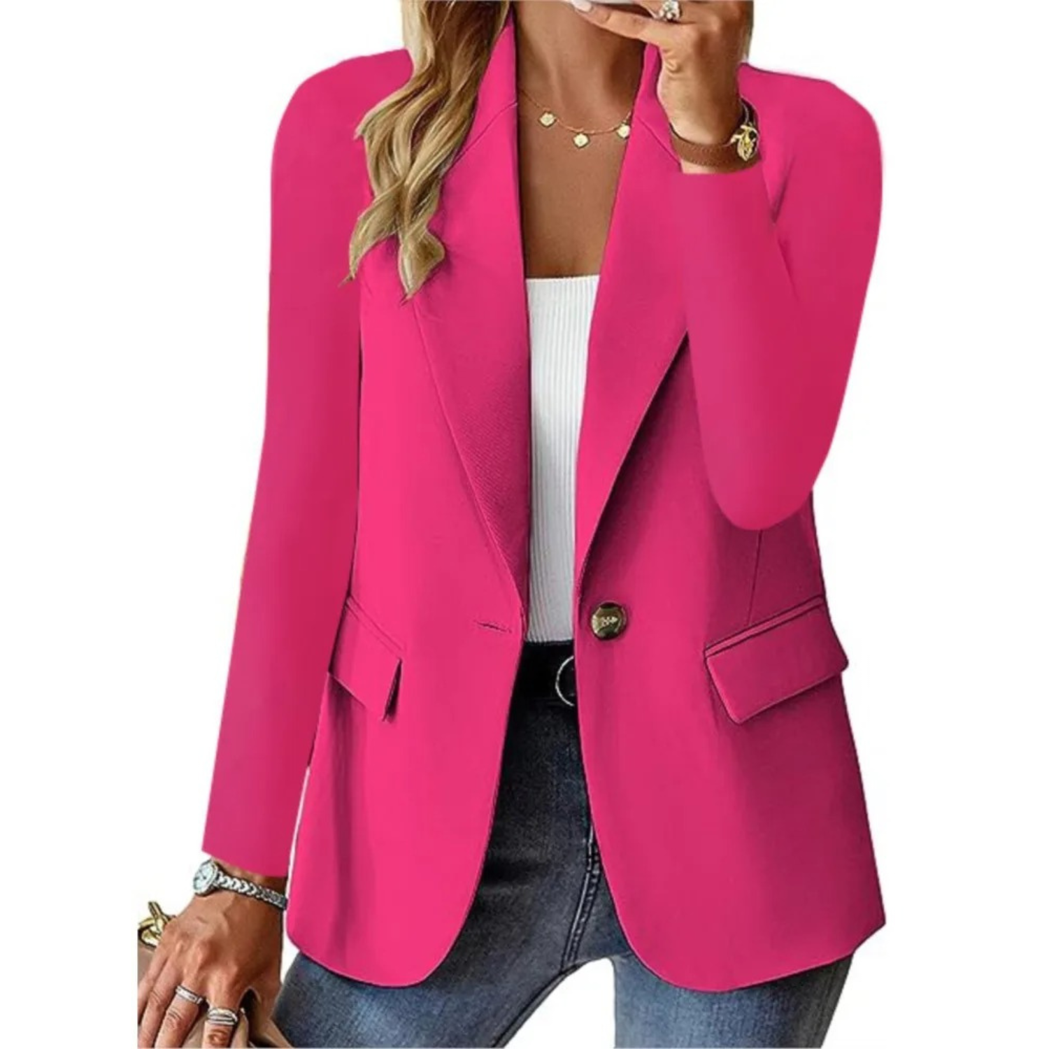 Carla | Blazer Damen Einknopf Langarm Tailliert