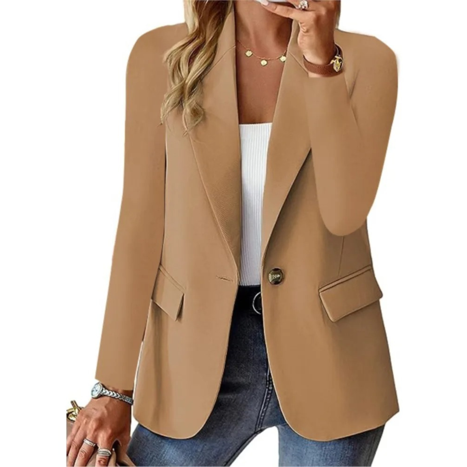 Carla | Blazer Damen Einknopf Langarm Tailliert