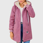 Carla | Fleecejacke Damen mit Kapuze Lang Teddy