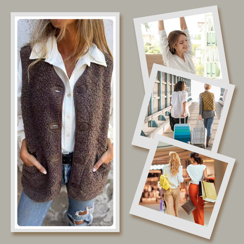 Charlotte | Fleecejacke Damen Gilet Ärmellos Teddy-Fleece