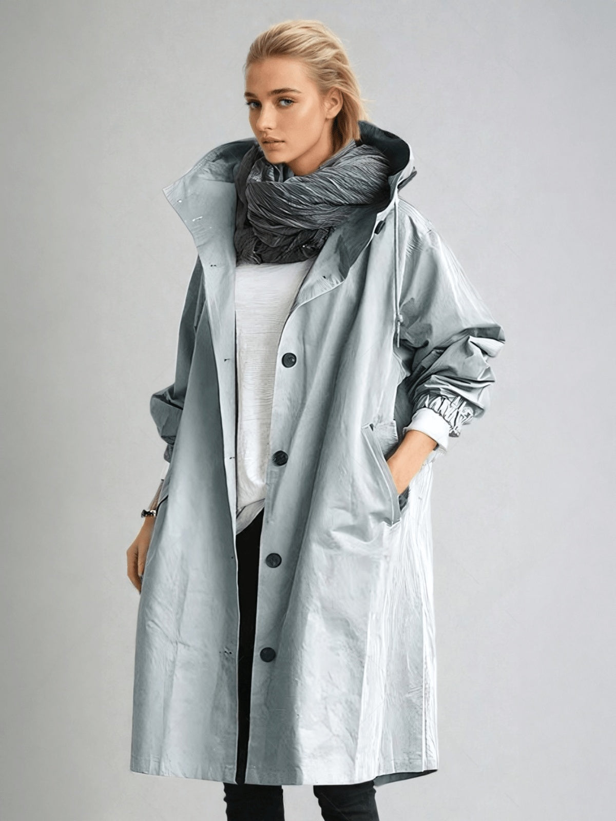 Charlotte | Trenchcoat Damen mit Kapuze Oversize Lang