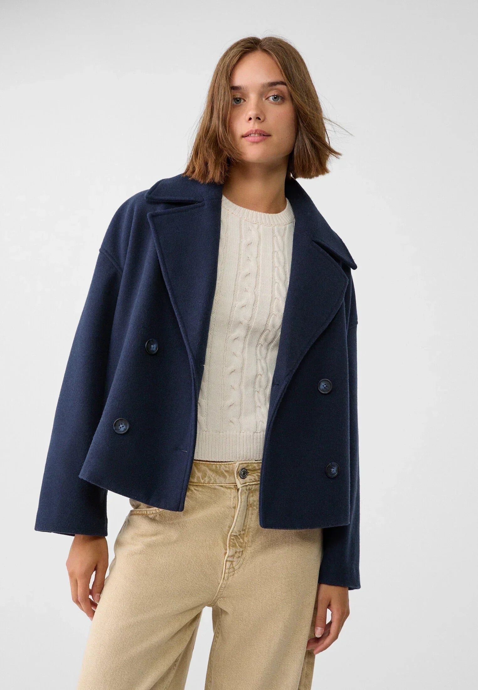 Clara | Wolljacke Kurz Damen Zweireihig Oversized