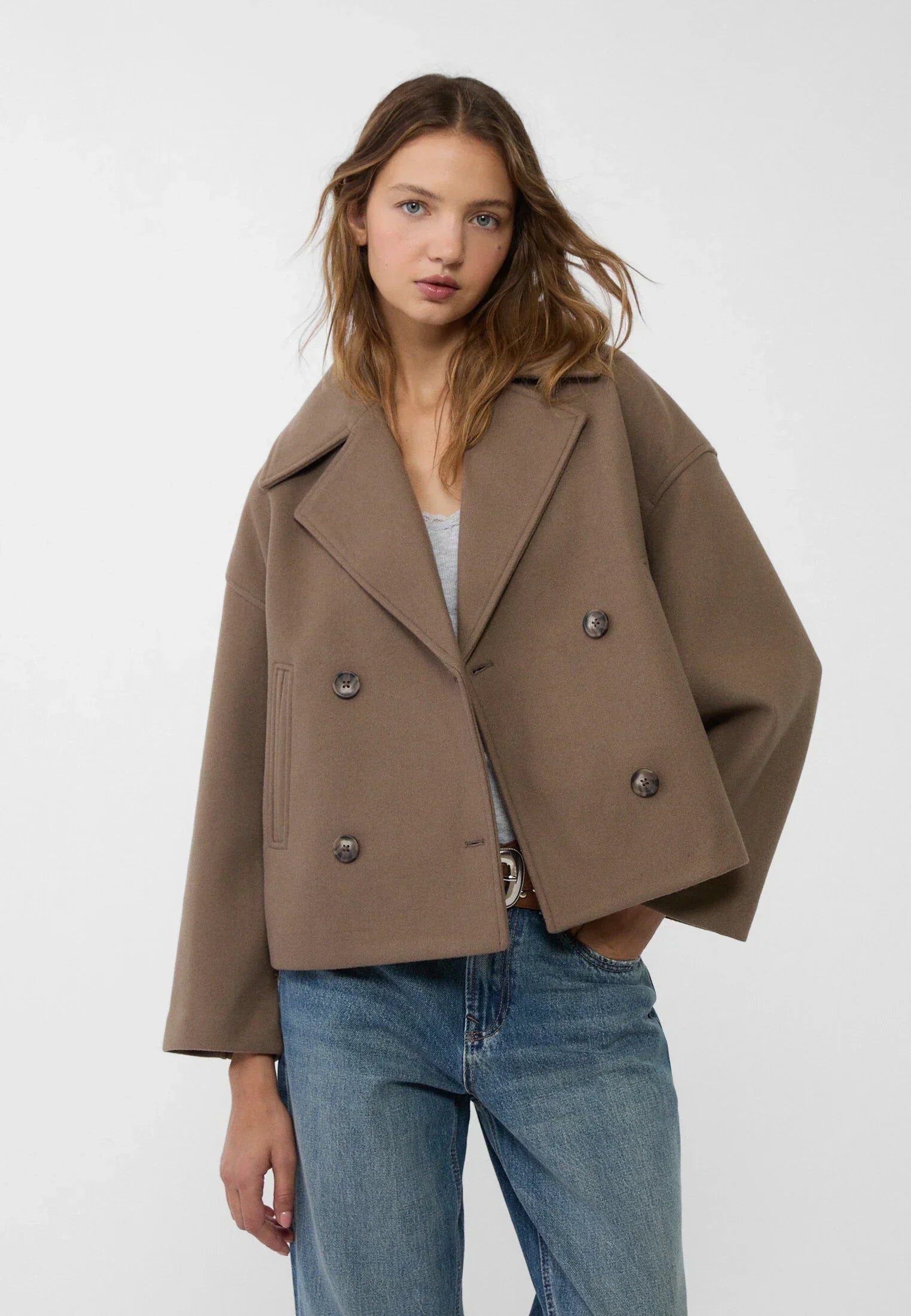 Clara | Wolljacke Kurz Damen Zweireihig Oversized