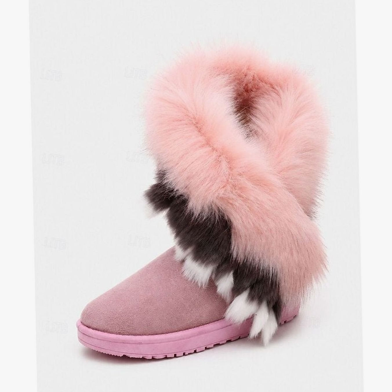 Cornelia | Schneestiefel mit Fellbesatz Damen Wildleder-Optik Slip-On