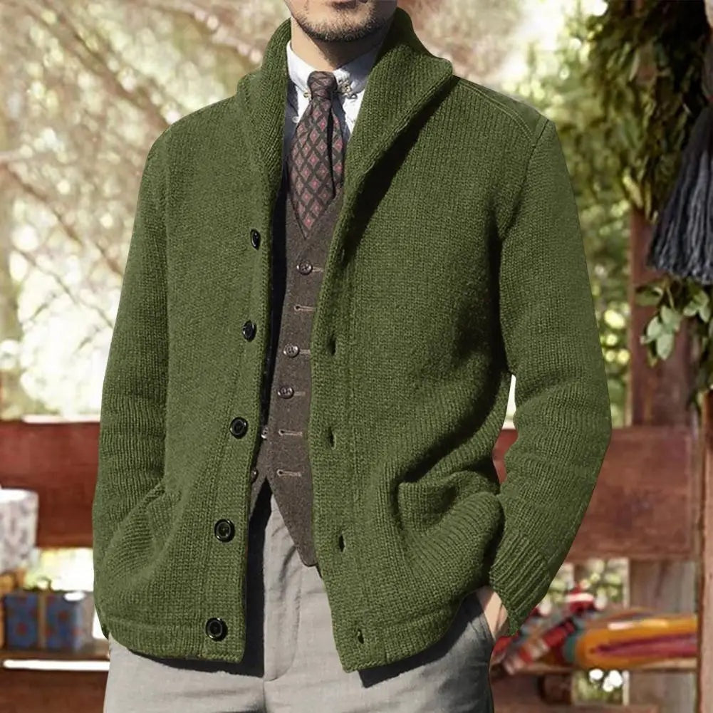 Curdin | Strickjacke Herren mit Stehkragen Knopfleiste