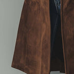 Curdin | Trenchcoat Damen Wildleder-Optik Zweireihig Midi